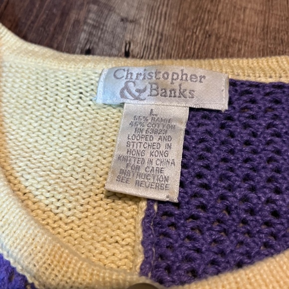 Christopher&Banks Sweater Womens  Patchwork Knit Vintage Y2K - Picture 3 of 4